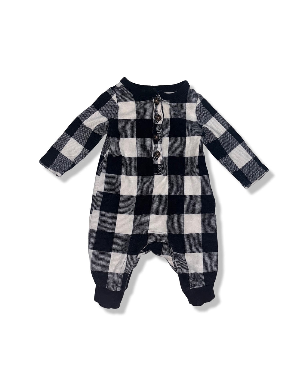 Old Navy Black and White Plaid Long Sleeve Bodysuit