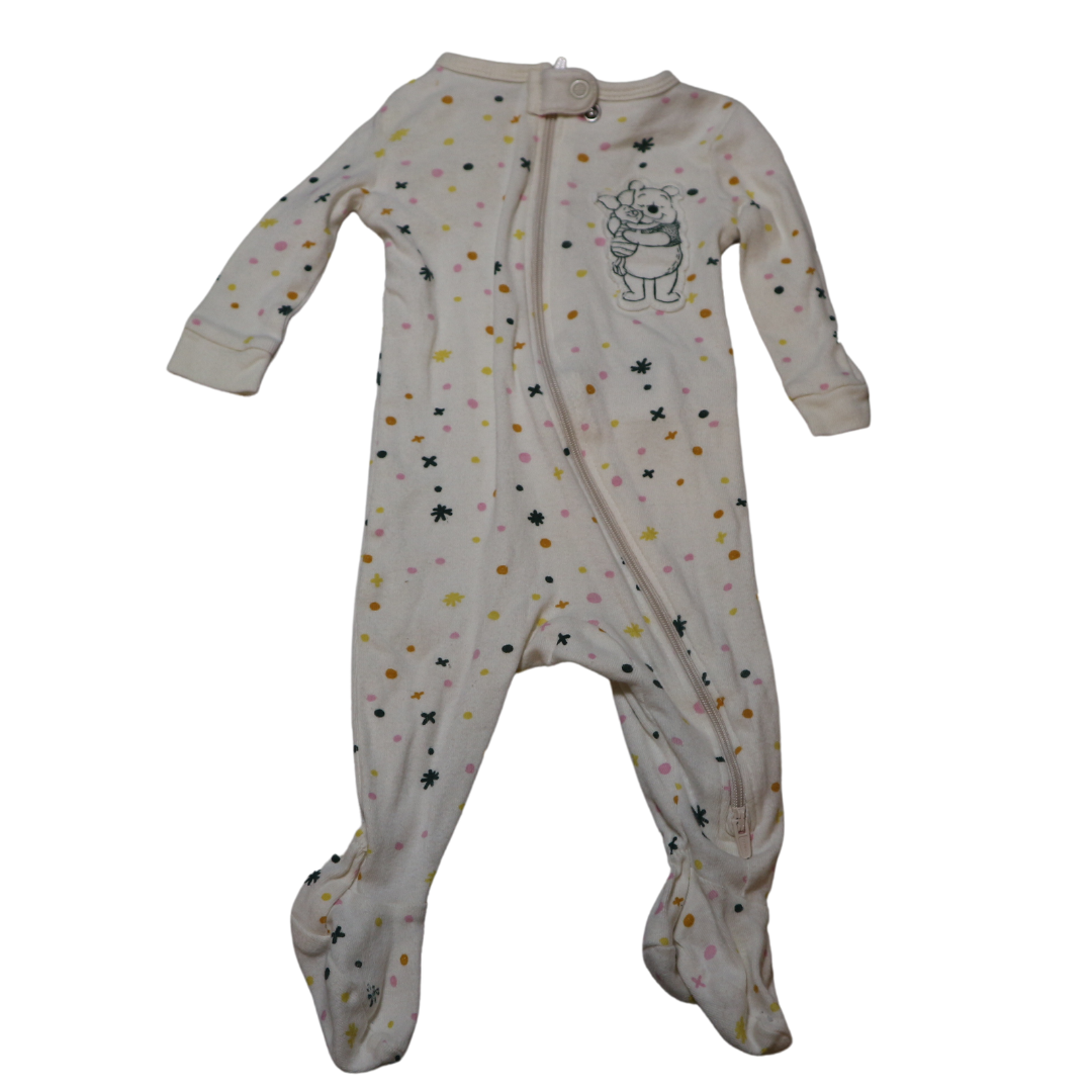 Pooh Bear and Piglet Footed Romper (0-3m)
